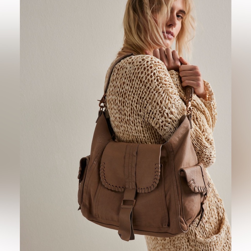 Free People Leigh Distressed Tote in Olive